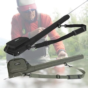 Canvas Fly Rod And Reel Case 4 Piece 9ft Fly Fishing Rod Travel Cases Hard Case - Picture 1 of 13