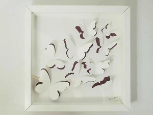 Joli cadre sous verre design moderne papillons en papier origami signé LF 30 cm - Imagen 1 de 11