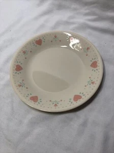 Corelle Forever Yours Heart Bread Plates 6 3/4" Pink Hearts and Tulips Sandstone - Picture 1 of 3