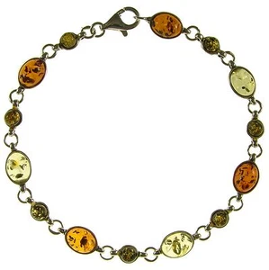 Bracciale donna in ambra naturale baltica e argento 925 - 20cm - Foto 1 di 1