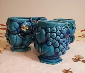 4 VINTAGE MCM INARCO BLAU STIMMUNG INDIGO FUSS KAFFEETASSEN 3D - Bild 1 von 6