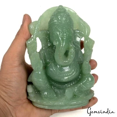 4700Ct Statue Idol Ganesha Figurine Green Aventurine(Indian Jade) Stone Handmade - Image 1 of 4