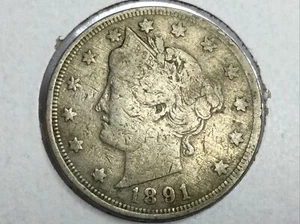 1891 Liberty Nickel in fine - Picture 1 of 2