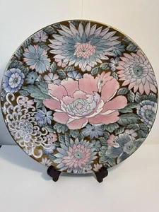 Vintage Asian Cabinet Plate Marked PH.F.P. MACAU 10" Oriental Themed Flowers - Bild 1 von 11