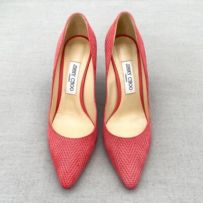Jimmy Choo Womens 39 9 Romy Pumps Shoes Coral Pink Pointed Toe Stiletto Heel - Image 1 of 4