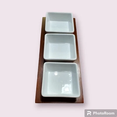 Juego de 4 condimentos de cerámica blanca colección Martha Stewart ~3 cuencos con bandeja Foto 1 de 4