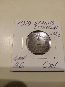1919 STRAITS SETTLEMENT, 1 Cent , Gem - Picture 1 of 2