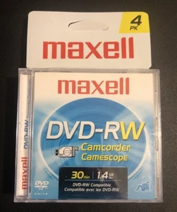 NEW SEALED!! Maxell DVD-RW 4-pack Camcorder (30 min | 1.4 GB) - Picture 1 of 8