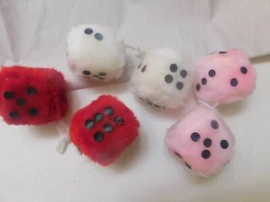 2" Colorful Fuzzy Dice with Dots - Pair vintage Auto Accessories parts - Picture 1 of 6