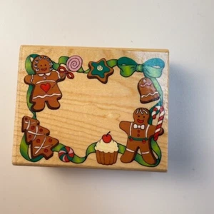 Cookie Label~Gingerbread~Christmas Holiday~3.25"X2.75"~Rubber Stampede A1052F - Picture 1 of 7