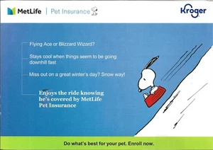 KROGER METLIFE PET INSURANCE POSTCARD - Picture 1 of 2