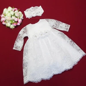 Abito da battesimo + fascia pizzo tg 56,62,68,74,80,86,92,98 ❤️ NUOVO 2022 - Foto 1 di 7