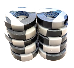 10x ROTEX Prägeband 9,5mm x 3,8m Grau glanz / Gray gloss embossing Tape - Picture 1 of 4
