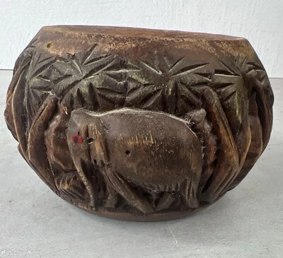 MCM Elefante y Palmera Cuenco Decorativo Años 90 Decoración Maximalista Foto 1 de 4