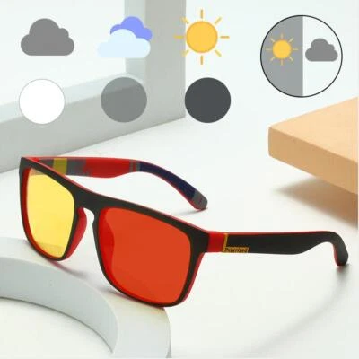 Men Square Photochromic Polarized Night Vision Sunglasses Fishing Sport Glasses - Image 1 of 4