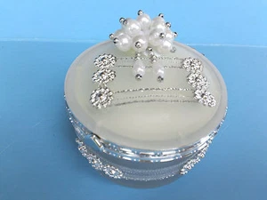Vintage Looking Jewelry Display Box Case-Round Opaque Silver Embellishments - Imagen 1 de 8