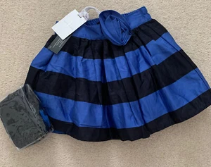 Junior J Baby Mädchen marineblau & blau gestreift Rock mit Strumpfhose Set 12-18 Monate NEU  - Bild 1 von 3