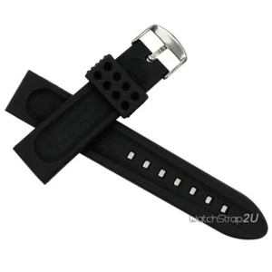 Cinturino Orologio Silicone Nero Impermeabile Subacqueo Cinturino Gomma Pin Fibbia 22mm - Foto 1 di 4