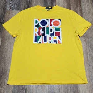 Camiseta Polo Ralph Lauren Para Hombre XL Clásica Amarilla Colorida Logo Spellout POLO - Imagen 1 de 9