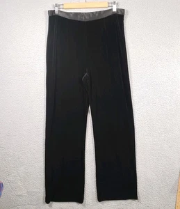 JS Collections Damen 12 schwarze Samthose weites Bein seitlicher Reißverschluss Urlaub Party - Bild 1 von 13