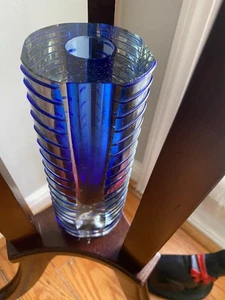 VASE VTG, Pavel Hlava Sommerso, Ribbed, Art Glass, 1960es  MCM, Blue!   - Picture 1 of 9