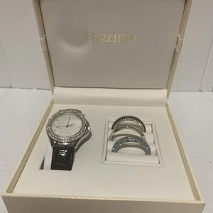 Ladies Gruen GR8295 Rhinestone Changeable Crystal Bezels Watch Needs Battery - Picture 1 of 10