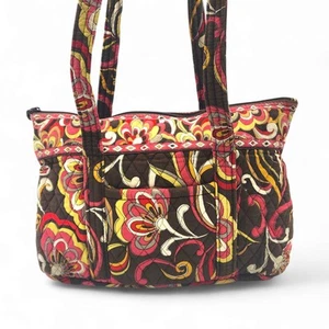 Bolso de Hombro Vera Bradley Betsy con Cremallera Puccini Retirado Acolchado Marrón Rojo - Imagen 1 de 9