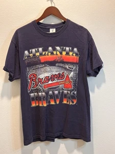 Camiseta Vintage Atlanta Braves Puntada Única Talla L Azul Marino Hecha en EE. UU. - Imagen 1 de 6