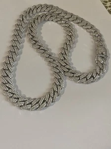 Sterling Silber 925 Iced Miami Cuban Kette 22" 14mm 168 Gramm schwer /Box Schloss - Bild 1 von 12