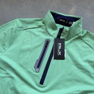 Maglione RLX Ralph Lauren Golf 1/4 Zip Verde Navy Wicking Uomo Taglia Media - Foto 1 di 12