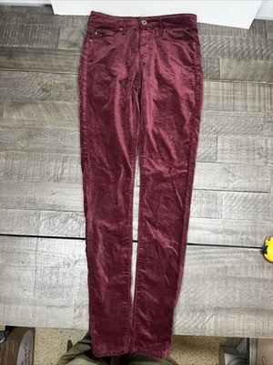 Ag Maroon Velvet Farrah Skinny high rise red Smooth Pant size 25R - Image 1 of 4