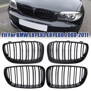 For BMW E81 E82 E87 E88 2008-11 Matte/Gloss Black Dual Slat Front Bumper Grille  - Picture 1 of 18