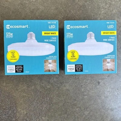 WHITE EcoSmart 11UFO125WULND01 125W Equivalent Wide Surface LED Light Bulb 2-Pack New