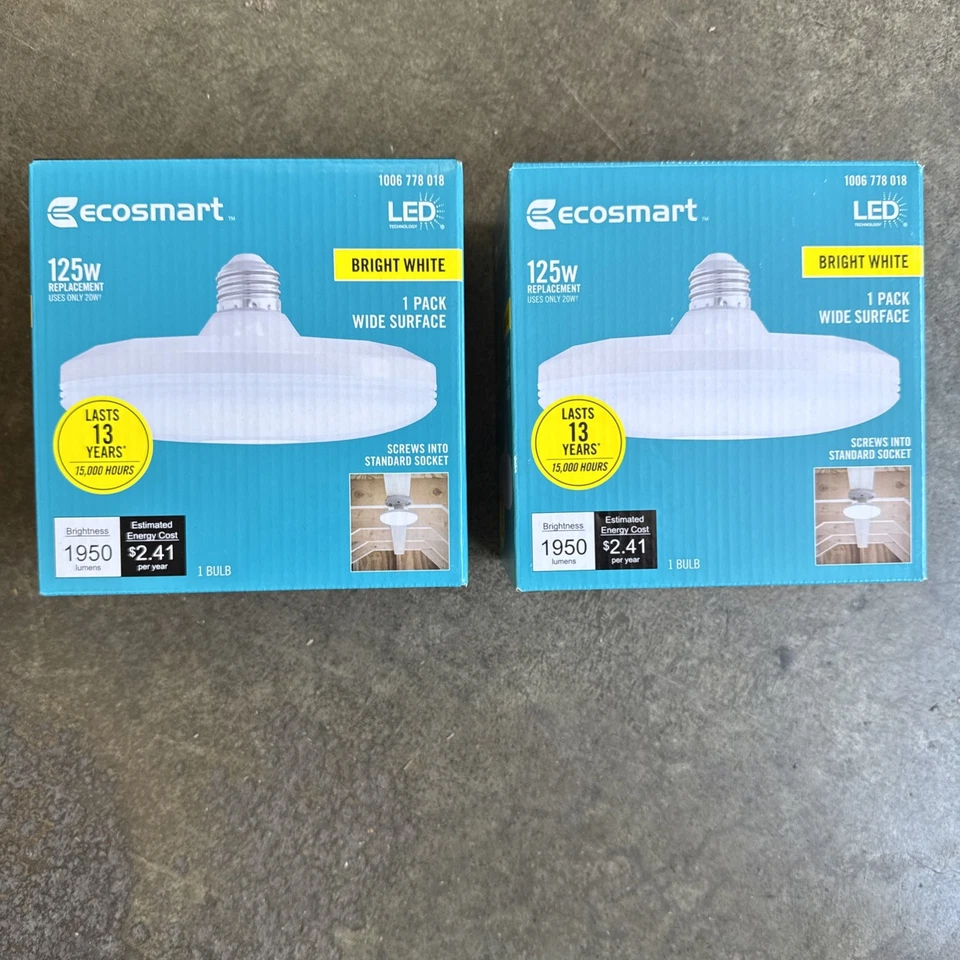 EcoSmart 11UFO125WULND01 125W 等效宽表面 LED 灯泡 2 件装 全新 — 第 1/4 张图片