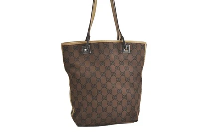 Authentic GUCCI Sherry Line Shoulder Tote Bag GG Canvas 31244 Brown 3911N - Image 1 of 4