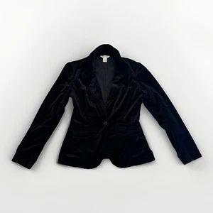 White House Black Market Damen Gr. 2 Samt Blazer formell Urlaub Vintage Y2K Gothic - Bild 1 von 5