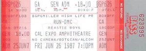Vintage RUN-DMC Beastie Boys Unused Ticket Cal Expo Amphitheatre June 26, 1987 - Picture 1 of 2