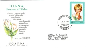 Princess Diana Memorial First Day Cover FDC - UGANDA - SEE SCAN $$$ - Picture 1 of 1