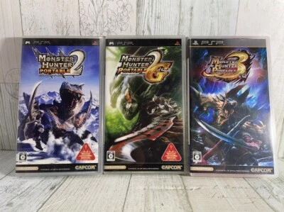 PSP Monster Hunter Portable 2, 2G, 3 Set of 3 Capcom Japanese Version USED Games - Image 1 of 4