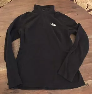 North Face Sweater Women’s Small Black Quarter Zip Fleece Pullover Sweatshirt - Picture 1 of 9
