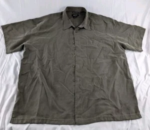 Bruno Sueded Microfiber Mens Shirt Size XXL Big 2XB Button Up Short Sleeve Brown - Picture 1 of 6