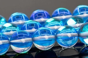 Sky Blue Mystic Aura Quartz Round Loose Beads 6/8/10MM - Picture 1 of 6