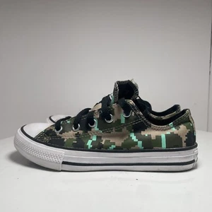 Converse Chuck Taylor All-Star Digi Archive Green Camo Sneakers Size 1 Junior - Picture 1 of 13