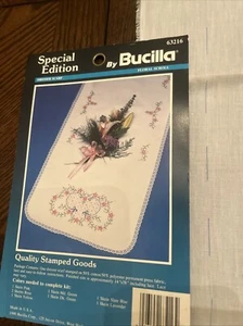 Dresser Scarf Kit Bucilla Stamped Linen And Instructions Only No Floss Or Needle - Picture 1 of 21