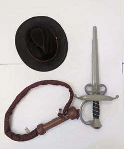 Indiana Jones Plush Whip & Sword w Sound & Hat Raiders of the lost ark Costume - Picture 1 of 11