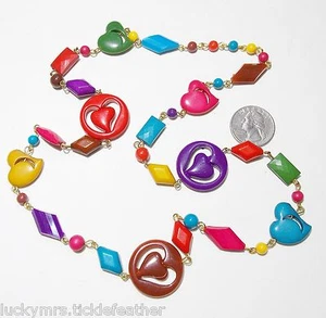 Divertido collar caprichoso, corazón recortado y formas geométricas, brillante multicolor 28" - Imagen 1 de 1