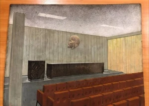 Vintage Gemälde Lenin Auditorium Realismus Gouache an Bord UdSSR 70er Jahre - Bild 1 von 9