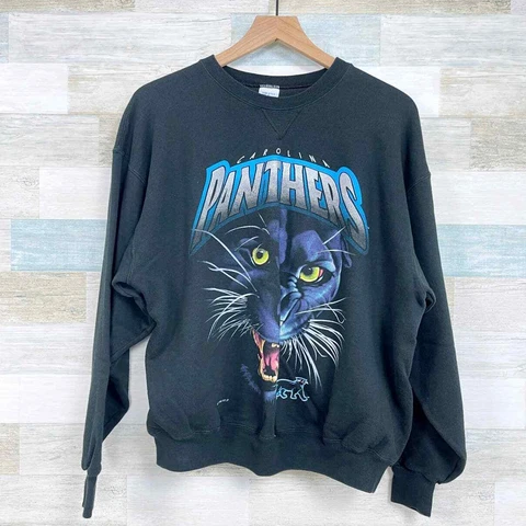 Carolina Panthers SALEM Sportswear Vintage 1993 Sweatshirt Black USA Mens Large Cover