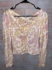 Free People Say The Word Top Yellow Pink Floral Combo Women's Size Medium NWT