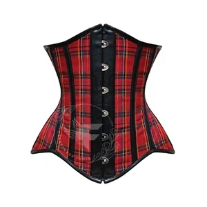 Corsé curvilíneo Bettylou rojo y negro punk rockabilly algodón acero hueso debajo del busto - Imagen 1 de 8